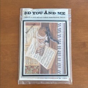 3-D You and Me Cat and Piano 3D Art Craft